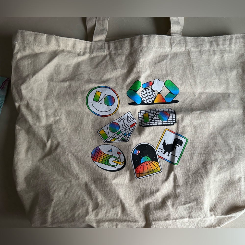 Google IO 24 Canvas Tote Bag with Colorful Graphics - Picture 3 of 7